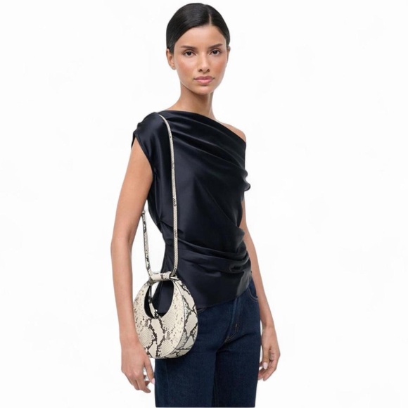 STAUD Goodnight Moon Leather Bag White Snake - Picture 3 of 13